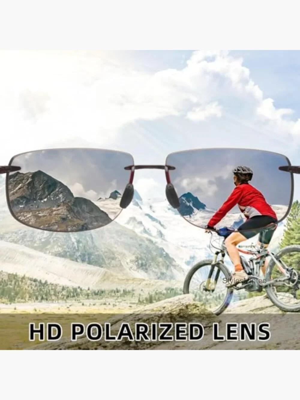 Unisex Rimless Sport Sunglasses with UV400 Polarized Lens TR90 Frame